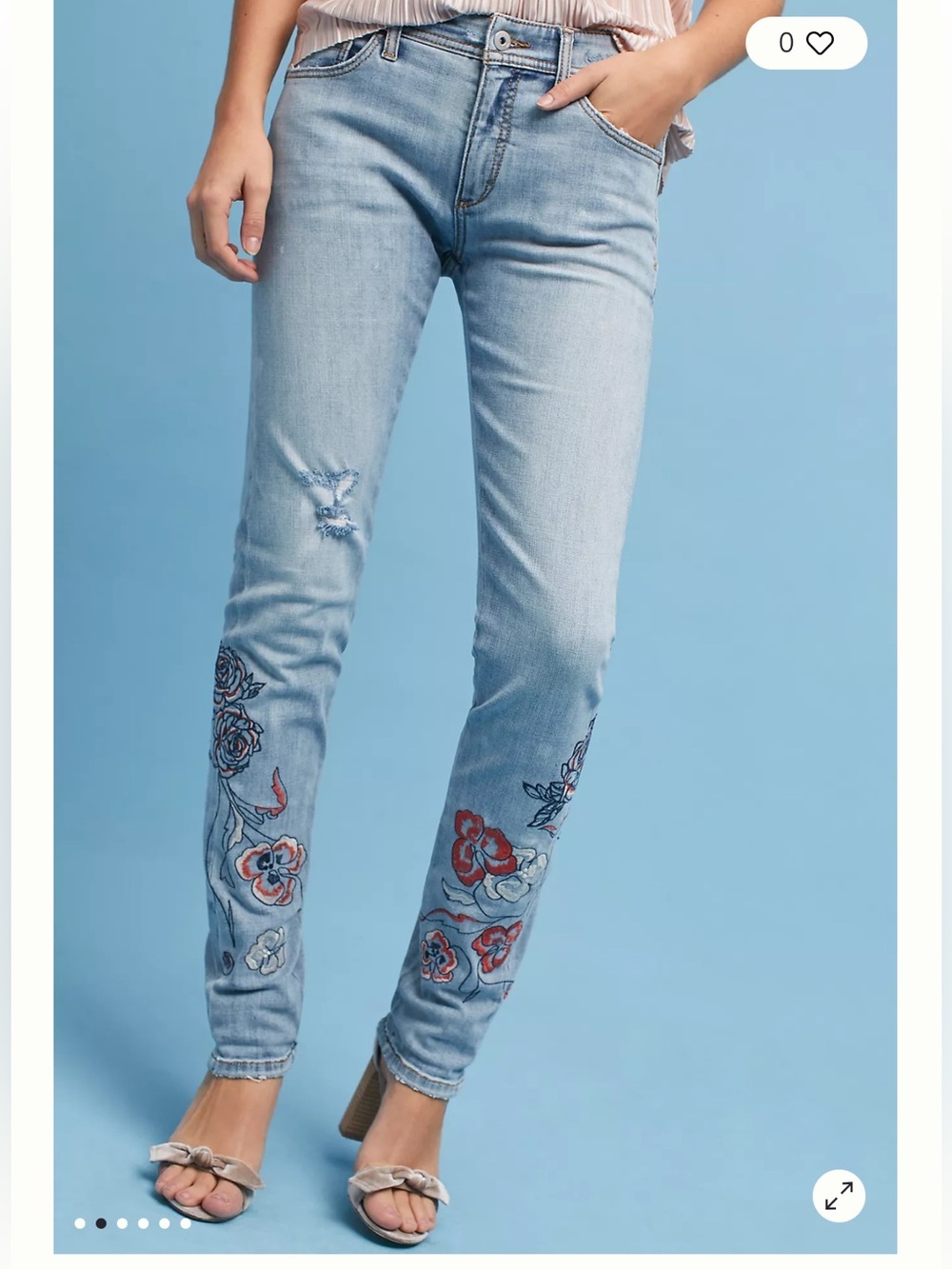 Anthropologie Pilcro & the Letterpress Embroidered Floral Boyfriend Jeans Sz 27